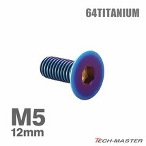 M5×12mm P0.8 64チタン合金 皿ボルト 六角穴付き キャップボルト 焼きチタンカラー 車/バイク/自転車 ドレスアップ パーツ 1個 JA1497_画像1