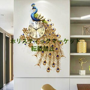 美品登場 新発売 クジャク 家庭用ホテル 壁掛け時計 オフィス ファクション 柱時計 個性 時計ブルー Q0537