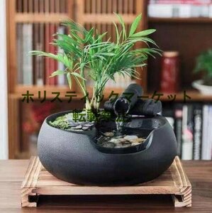 人気美品★ セレブ好物卓上噴水　天然　加湿器　植木鉢　竹　玄関噴水　風水　加湿　開運書斎用　癒し　インテリア雑貨 Q0600