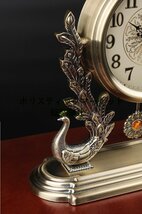 美品 アンティーク調置き時計 クラシック ヨーロッパ 高級 金属 孔雀 クジャク くじゃく オブジェ Q0859_画像8