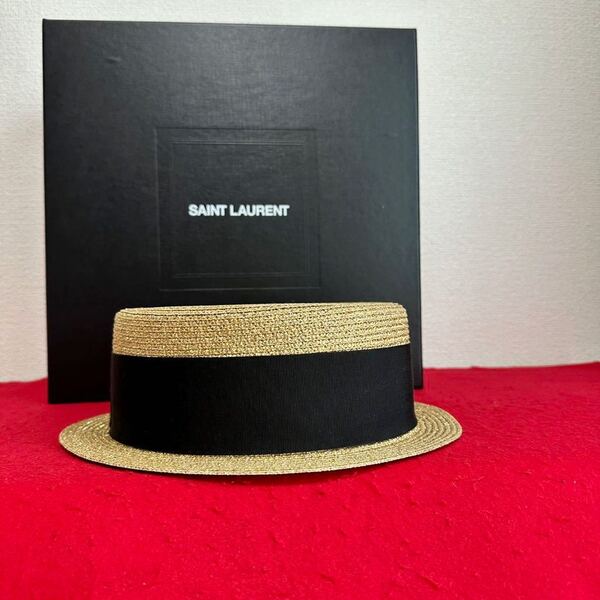 未使用品★ SAINT LAURENT ハット 帽子 カンカン帽 麦わら帽子 ストローハット