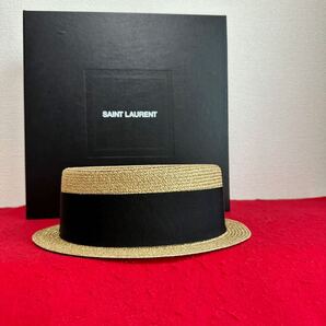 未使用品★ SAINT LAURENT ハット 帽子 カンカン帽 麦わら帽子 ストローハット