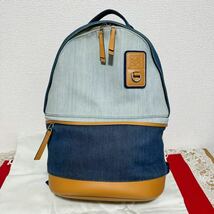 良品★ LOEWE ロエベ ゴヤ バックパック リュックサック デニム × レザー アナグラム 男女兼用 リュック_画像1