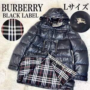 BURBERRY BLACK LABEL チェック ダウンジャケット フード バーバリーブラックレーベル キルティング ブラック 黒 アウター ジャケット