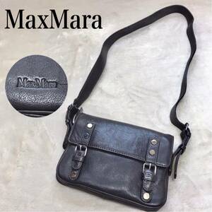 美品 MaxMara オールレザー サッチェル ショルダーバッグ メッセンジャー マックスマーラ