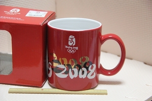 陶器製 北京オリンピック 2008 マグカップ 赤 検索 レッド マグ コップ ロゴ マーク Olympic グッズ