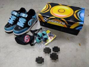 【Smile Garage】★HEELYSヒーリーズ ローラーシューズ PLUS X2 22.0cm アクアグリッター/ブラック使用期間短（USED）