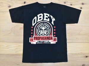 USA古着 OBEY プロパガンダ ロゴ Tシャツ sizeM 黒 ブラック オベイ ストリートブランド サーフ スケート スケーター アメリカ アメカジ