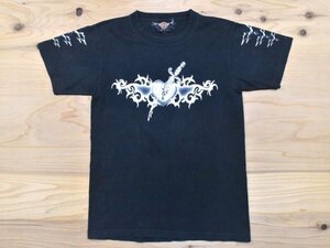 90'sUSA古着 ROCK EAGLE トライバル ハート ビンテージ Tシャツ sizeM S相当 黒 ブラック ロックイーグル アメリカ アメカジ 90年代