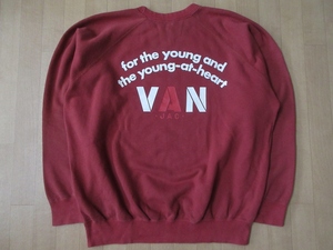 名作 日本製 VAN JAC for the young and the young at heart バック アーチ ロゴ トレーナー L バーガンディ系 ヴァン IVY スウェットSCENE