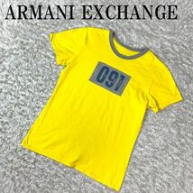 ARMANI EXCHANGE 半袖Tシャツ イエロー アルマーニエクスチェンジ カットソー 黄色 コットン S B3275_画像1