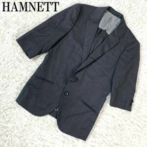 HAMNETTハムネット5分袖カジュアルテーラードジャケットグレーポケット有 バックスリット入りM B3318