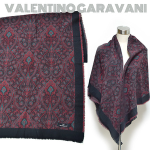 VALENTINO GARAVANI■ペイズリー柄大判ウールショール　ストールマフラー　ひざ掛け/マフラー　ブラック黒　ヴァレンティノガラヴァーニ