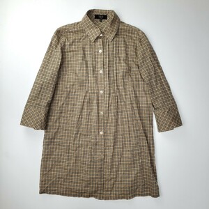 ＊a 【美品】 ダックス DAKS ハウスチェック柄 チュニック シャツ 七分袖 40サイズ 婦人服 レディース トップス 日本製