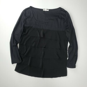 ◇c 【きれいめコーデに】 セーズ SEIZE ティアード Tシャツ 七分袖 カットソー 2サイズ 婦人服 レディース トップス 黒 ブラック