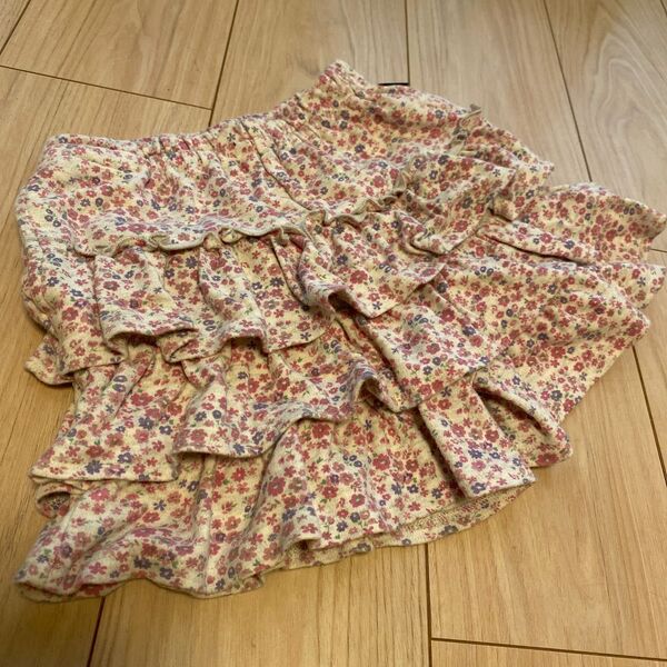 千趣会 3段フリル 花柄 フレアパンツ スカート 120