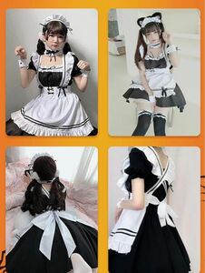 メイド服ハロウィン仮装 7点セット コスプレ衣装