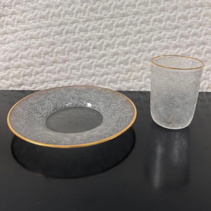 0Amj オールドバカラ カットガラス コバルト プレート 43cm 飾り皿-