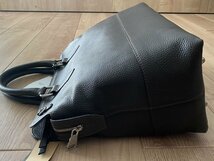 新品 COMME CA MEN コムサメン【イタリー製】別注 2way 本革シボ オールレザー ビジネスバッグ 17ブラウン Fサイズ 24XN02 定価61,600円_画像3