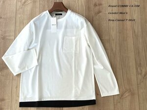 新品訳有り COMME CA ISM MEN コムサイズム フェイクレイヤード 長袖Tシャツ 01ホワイト Lサイズ 60TA07 定価3,900円