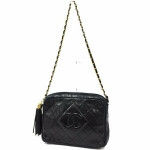 シャネル マトラッセ フリンジ チェーン ショルダーバッグ ゴールド金具 レディース ブラック系 黒系 CHANEL