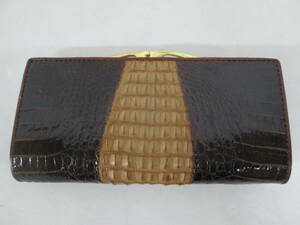 【1031n U6337】CROCODILE クロコダイル 長財布 レザー ブラウン サイズ/18.9×9.2×3.6cm