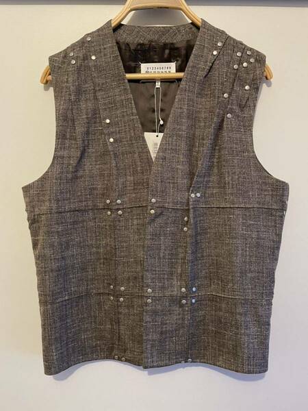 ⑩ スタッズ ベスト シルク リネン ウール アーティザナル メゾンマルジェラ 16SS 13万円 sartorial studded vest Maison Margiela 10