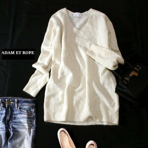 ☆☆ 美品 ADAM ET ROPE アダム エ ロペ ☆☆ ゆったり可愛い オーバーサイズ ふんわり起毛 ニットワンピース F 秋 冬 23D09