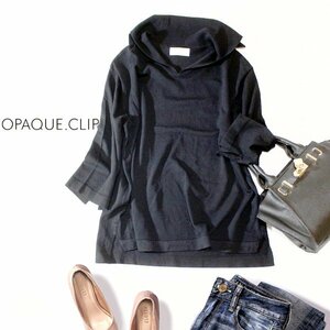 ☆☆ 美品 OPAQUE.CLIP オぺークドットクリップ ☆☆ ゆったり可愛い レーヨンストレッチ ニット プルオーバー 38号 M 春 秋 合服 23A10