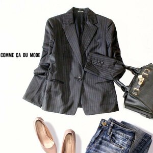 ☆☆ 美品 COMME CA DU MODE コムサデモード ☆☆ 綺麗めピンストライプ スーツ生地 ジャケット 7号 S 春 秋 合服 23A10