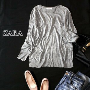 ☆☆ 美品 ZARA KNIT ザラニット ☆☆ 綺麗め 薄手 バックテール レーヨン ニット プルオーバー M 春 秋 合服 23C10