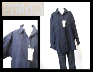 [005-145]studioCLIP Studio Clip * новый товар темный темно-синий рубашка туника / большой размер 3L