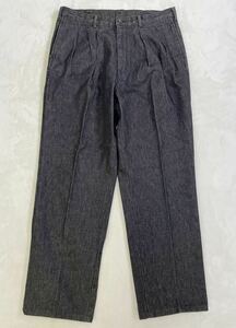 美品　90s　CHAPS RALPH LAUREN　チャップス ラルフローレン　タック　ワイドパンツ　ブラック　メンズ　Lサイズ相当　レトロ　古着