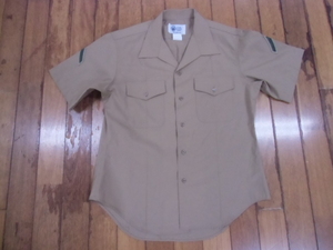 P-21 ミリタリー サバゲー コンバット コスプレ アメカジ 米軍放出品 USMC MARINE 作業服 ドレス Ｙシャツ 制服 カーキ 海兵隊 L 送料198円