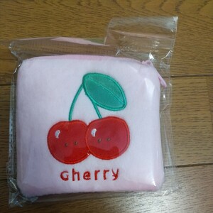  cute square embroidery pouch cherry 