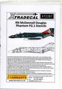 1/72　エクストラデカール　X72287 McDonnell-Douglas FG.1 Phantom Royal Navy stencil data Part 1.ステンシルデータパート１