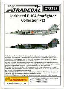 1/72　エクストラデカール　Xtradecal X72315 Lockheed F-104 Starfighter Collection Pt2