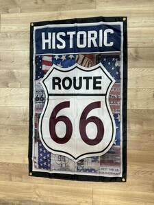 ルート66 特大フラッグ バナー 約150×90cm タペストリー 旗 ガレージ装飾 アメリカン アメ車 ホットロッド ROUTE66 雑貨 オシャレ お部屋