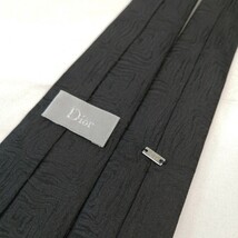 B ★ ♪【商品ランク:B】 ディオール Dior 総柄 シルク 100% ネクタイ フォーマル 紳士 メンズ 服飾小物 ブラック 黒系 イタリア製_画像6