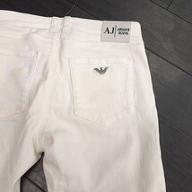 D△【商品ランクB】アルマーニ ジーンズ ARMANI JEANS上質コットン 革パッチ ストレート デニムパンツ size26 レディース ボトムス 婦人服 _画像5