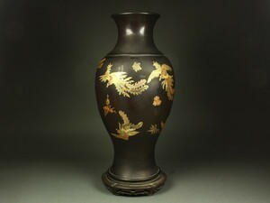 【宇】KA000 乾漆 鳳凰蒔絵 大花瓶 高さ70cm