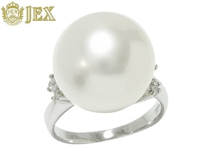 South Sea Pearl Pt900 White Butterfly pearl diamond ring NO.48031