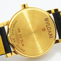 ブルガリ 時計 レディース BVLGARI ブルガリブルガリ BB23GL クォーツ YG ゴールド K18 750 レザー ブラック 軽仕上げ 中古_画像4