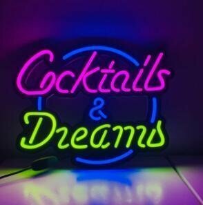 ネオンサイン アクリル看板 LEDライト Cocktails & Dreams エコ インテリア ディスプレイ 輸入雑貨 ショップ イベント Bar カフェ