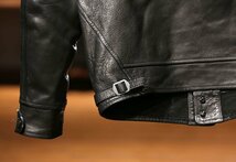 レザージャケット メンズ アメカジ　バイクジャケット品質の高い　柔らかい羊革　本革　革ジャンＭ～4XL 黒_画像10