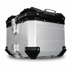 リアボックス 大容量45L モノキーケース バイク用トップケース 取り付け金具付き ハンドル付 バイク用収納ケース 防水 頑丈 鍵2本 シルバー