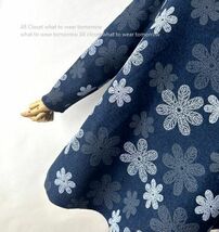 Jill.C*［新品］伸縮◎ステッチ刺繍design*軽量で暖かい♪スタイルカバー◎裾ヘムライン*プルオーバー*チュニック3675.NAVY_画像4