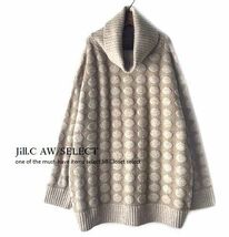 Jill.C*［新品］伸縮◎ジャガード織*タートルネック design プルオーバー*ウール混ニット*チュニック3661.BEIGE_画像2