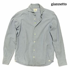 giannetto ジャンネット チェックシャツ ブルー メンズ 15/38 Sサイズ相当 イタリア製