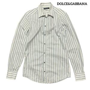 DOLCE&GABBANA ドルチェアンドガッバーナ ストライプシャツ ホワイト メンズ 15/38 イタリア製